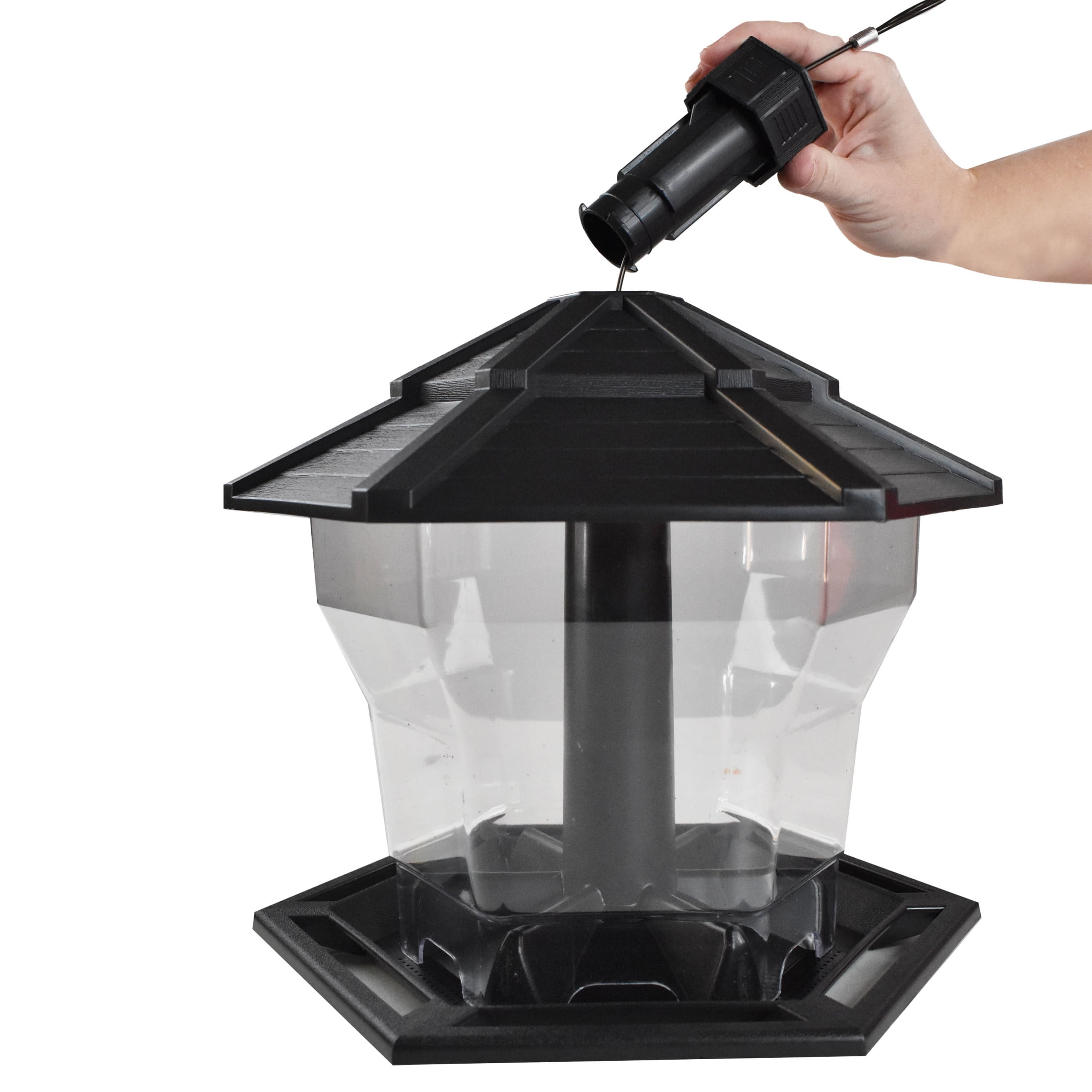(4 pack) Pennington Earth Smart, Black Recycled Plastic Hopper Wild Bird Feeder, Extra Large 6 lb. Capacity, 11.5" Tall