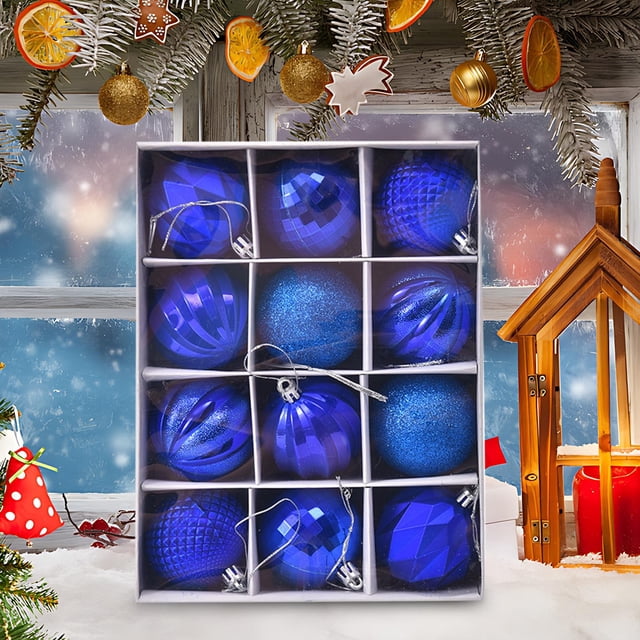 Uuiauoio 12 pcs Christmas Tree Ball Ornaments for Xmas Tree,2.4 inch Shatterproof Christmas Balls with Tree Ornaments Hooks for Xmas Holiday Wedding Party Decoration