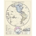 thumbnail image 2 of Mitchell 12x14 White Modern Wood Framed Museum Art Print Titled - Western Hemisphere - Mitchell 1877, 2 of 4