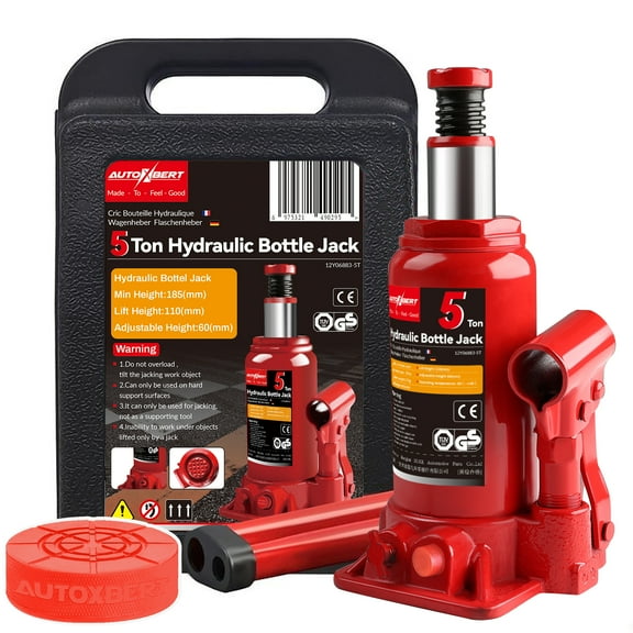 AUTOXBERT 5 Ton Hydraulic Bottle Jack Automotive Car Repair Shop Lift Tool Rubber Jack Pad