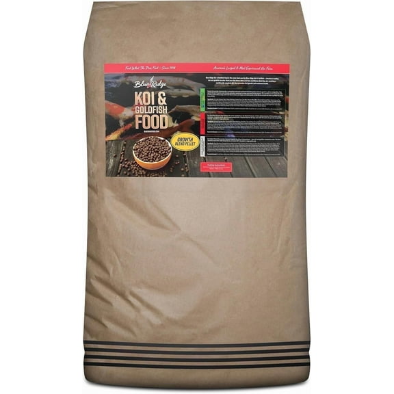 Blue Ridge Koi Fish Food 50lb - Koi Food 3/16” Large and Mini Blend Growth Formula, Goldfish Food, Premium Fish Food for Ponds, Ponds Fish Food, Floating Pond Pellets