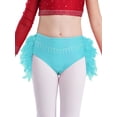 thumbnail image 5 of Raenseen Kids Girls Shiny Dance Crop Top and Feather Briefs Skirt Sparkly 2 Piece Jazz Ballet Gym Dance Outfit Blue Green 8, 5 of 7