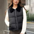 thumbnail image 2 of Vest for Women Winter Sleeveless Solid Color Velvet Neck Women's Vest Jacket with Pockets Winter Clothing for Women Black XL, 2 of 10