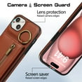 thumbnail image 6 of Decase Compatible with iPhone 14 Case with Card Holder and Strap for Women,Crossbody Lanyard,Stand Ring Kickstand,Snap Clasp,Phone Wallet Case,Coffee, 6 of 10