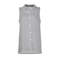 thumbnail image 4 of Kddylitq Summer Button Down Shirts for Women Cotton Linen Collared Tops Sleeveless Gauze Blouses 2024 Casual Work Clothing Tank Tops Gray 2XL, 4 of 5