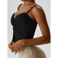 thumbnail image 3 of Arvbitana Women's Slim Yoga Cami Tops Solid Color Front Twist V-neck Vest Sleeveless Spaghetti Strap Slit Show Navel Cropped Camisole Party Streetwear, 3 of 6