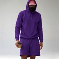 thumbnail image 4 of Xdegoge mens sets 2 piece outfits casual Summer Casual Athletic Hoodie Sweatshirt and Drawstring Sweatshorts Tracksuit Athletic Workout Gym Running Outfits, 4 of 5