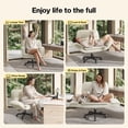 thumbnail image 6 of Patbrela Office Chair Teddy Plush Ergonomic Criss Cross Office Chair with Adjustable Armrests, Swivel Vanity Chair Comfy Computer Desk Chairs, Beige, 6 of 10