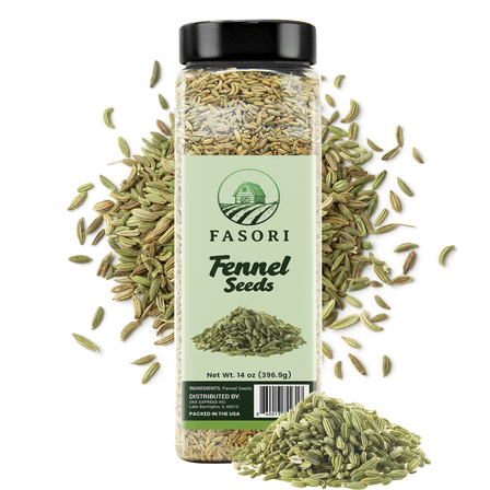Fasori Whole Dried Fennel Seeds 14 oz Jar