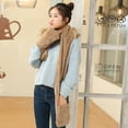 thumbnail image 4 of AWZXDE Womens Solid Color Wool Lined Warm Fashion Cute Girl Casual Street Outdoor Sport Hat Scarf Gloves Integrated Winter Set Coffee,One Size, 4 of 8