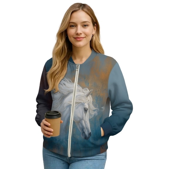 DISNIMO Horse Printed Sweatshirts for Women Long Sleeve Jackets Coats Cardigans Sweatshirts Fall Winter Outfits, M