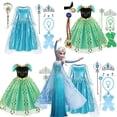 thumbnail image 2 of Vestido de princesa Anna y Elsa de Disney para niñas, vestido de malla para cosplay, vestido de fiesta para Halloween, carnaval, cumpleaños, disfraz de reina de las nieves de Frozen para niños, 2 of 5