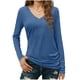 thumbnail image 2 of Xuyuer Women's V-Neck Long Sleeve Slim Drape Hem Solid Color Casual Blouse, Flowy T-Shirt Top for Business Casual, Dinner Dates and Elegant Daily Fashion, 2 of 5
