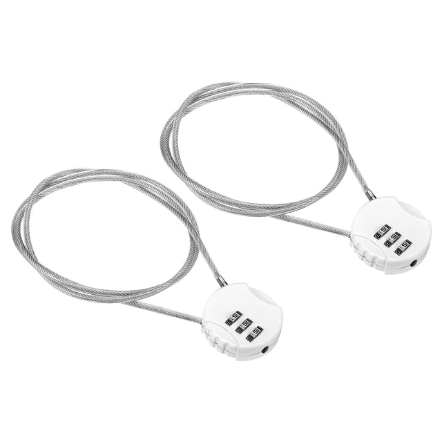 Uxcell Small Combination Lock 31.4 Inch, 2 Pack 3 Digit Padlock for Gym Locker, White
