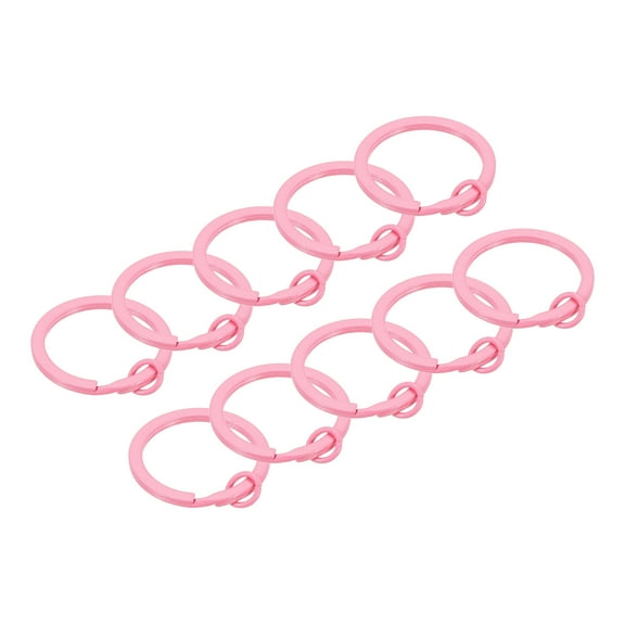 Uxcell Split Keychain Rings 10Pack Round Flat Key Holder with Open Jump Ring, Pink