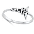 thumbnail image 4 of Oxidized Medical Caduceus Nurse Ring .925 Sterling Silver Band Jewelry Female Male Unisex Size 9, 4 of 4