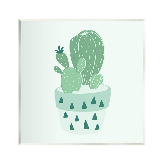 Casual Green Potted Cactus Botanical & Floral Graphic Art Unframed Art Print Wall Art