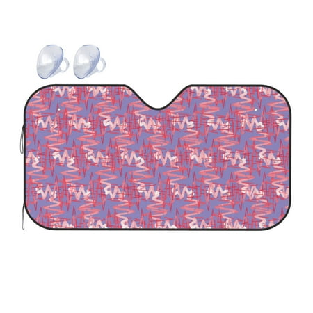 YFYANG Front Windshield Sun Shade Red Wavy Line Texture Foldable Car Visor for Cars Trucks SUVs Small