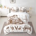 thumbnail image 2 of YST Windmill Queen Comforter Set 7 Pcs,Rustic Barn Farmhouse Bed in a Bag,Chick Cow Farm Animals Sheet Set,Hand Drawn Illustration Sheets,Countryside Rural Meadow Room Decor Bed Set,Taupe, 2 of 5