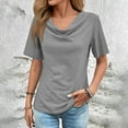 thumbnail image 2 of Womens Tops Fashion Short Sleeved Shirt Print Casual Elegance Tunic Grey Lightweight Dressy Blouse Shirts XL, 2 of 4