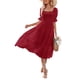 thumbnail image 4 of SAYOO Vestido largo de verano para mujer, manga corta, cuello cuadrado, sin espalda, vestido de lunares suizos SAYOO  Vida cotidiana, 4 of 6