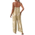 thumbnail image 5 of PBFRDSJ Boho Wide Leg Jumpsuits for Women Sleeveless Spaghetti Strap Loose One Piece Rompers Ruched Flowy Vacation Jumpsuits, 5 of 6