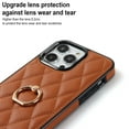 thumbnail image 6 of ELEHOLD for iPhone 13 Pro 6.1 inch 2021 Case, Luxury Rhomboid Quilted PU Leather Soft TPU Bumper 360 Degee Rotatable Metal Finger Ring Holder Kickstand Shockproof Case for iPhone 13 Pro, Brown, 6 of 8