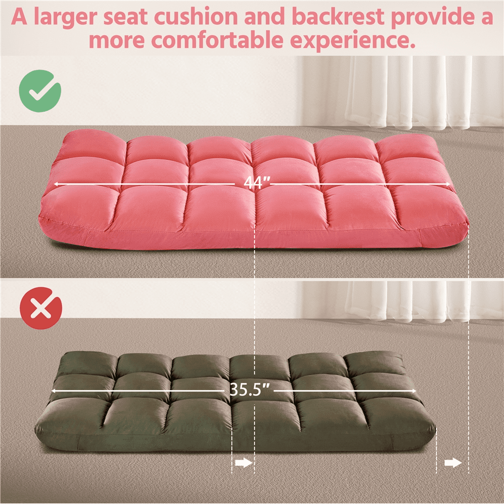 Alden Design Floor Folding Gaming Sofa with 14 Adjustable Positions, Pink