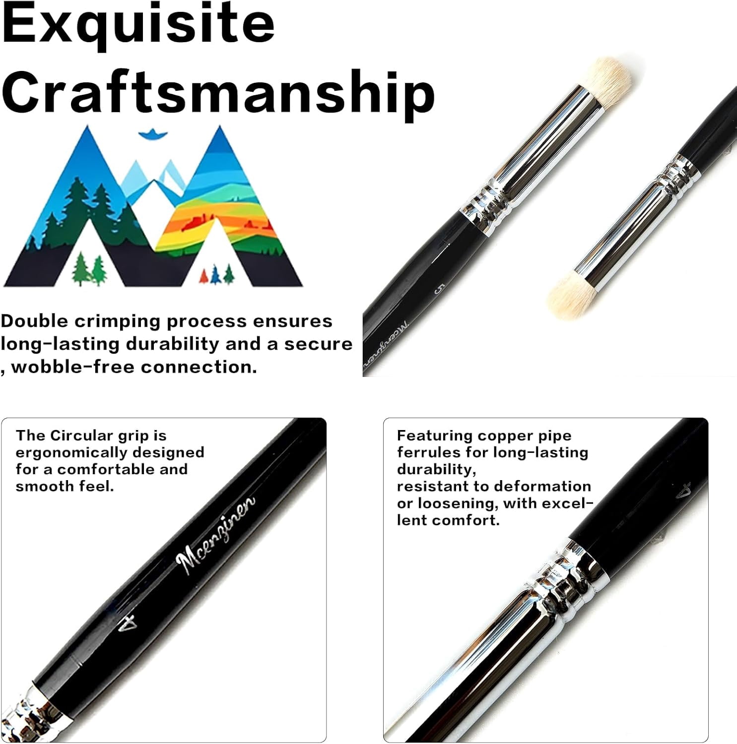 JJEAN-6 Pcs Micro Detail Paint Brushes Set, Miniature Painting Brushes for Fine Detailing Small Artist Acrlics,Oils, Watercolors,by Birch Wood Circular Grip, Nylon Bristles Copper Ferrule