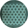 thumbnail image 1 of Ahgly Company Indoor Round Oriental Light Blue Industrial Area Rugs, 3' Round, 1 of 4