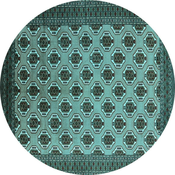 Ahgly Company Indoor Round Oriental Light Blue Industrial Area Rugs, 3' Round