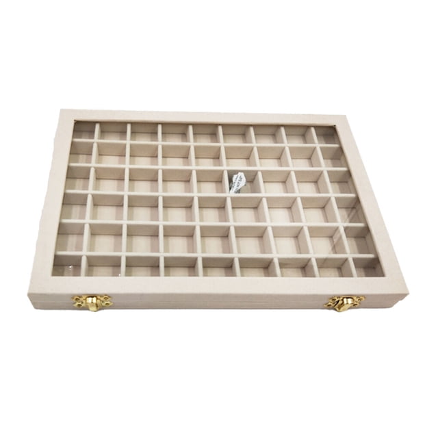 Organizador de joyas Wosthever Lints 54 rejillas caja de almacenamiento beige