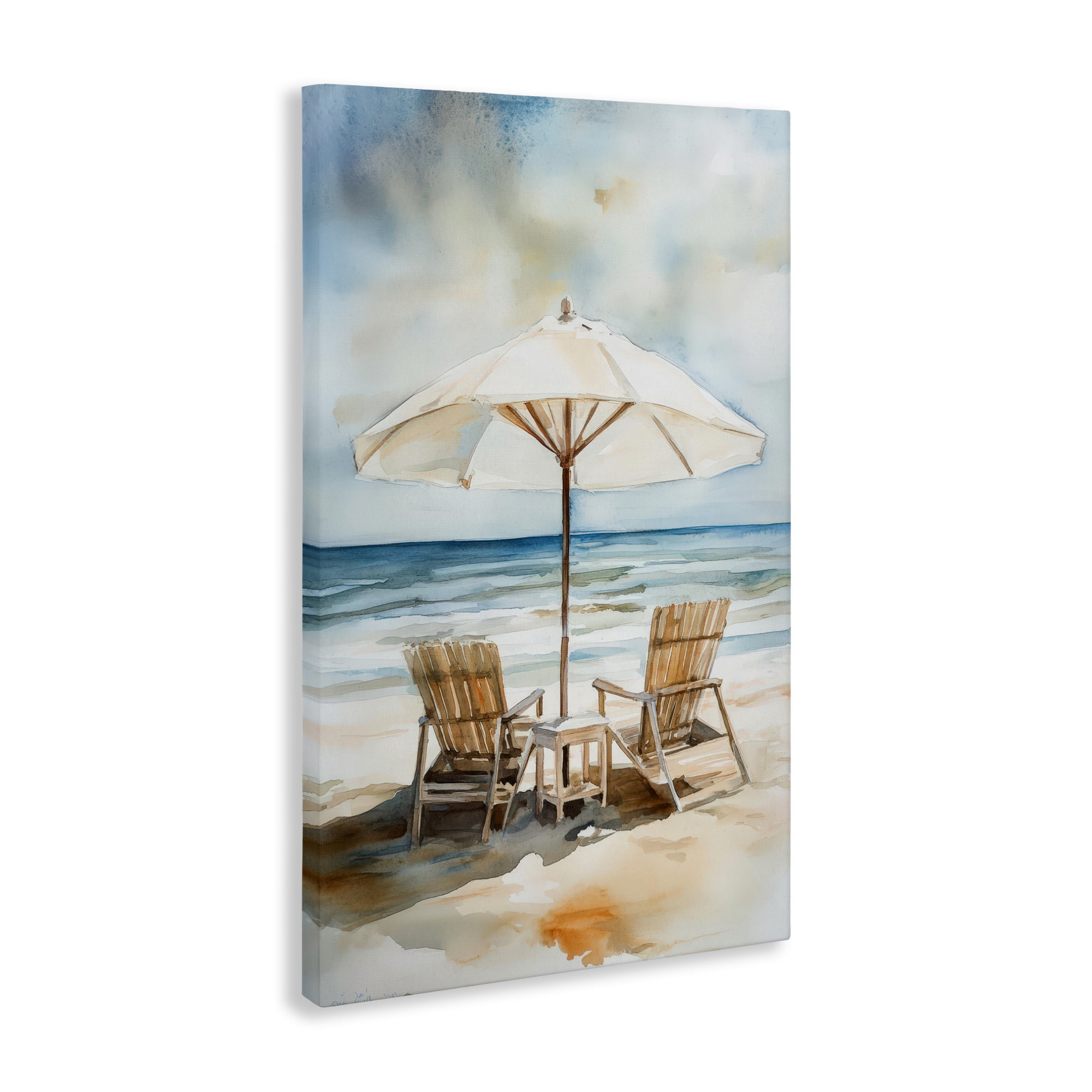 Stupell Industries Watercolor Paradise Beach Scene Canvas Wall Art, design by Petal Prints Design