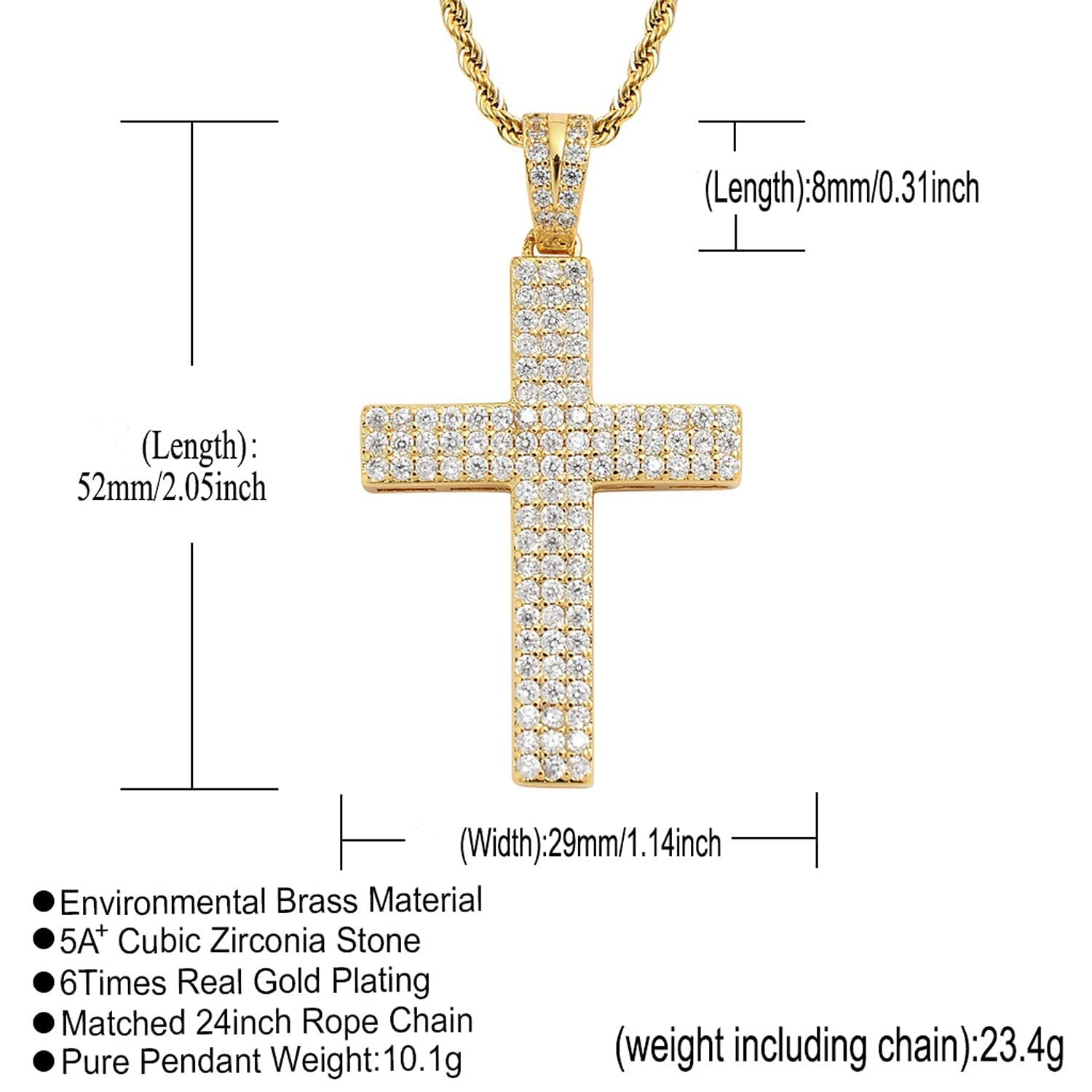 Free Shipping! Starchenie Men's Cross Necklace Brass Gold Free Shipping! Starchenie Men's Cross Necklace Brass Gold