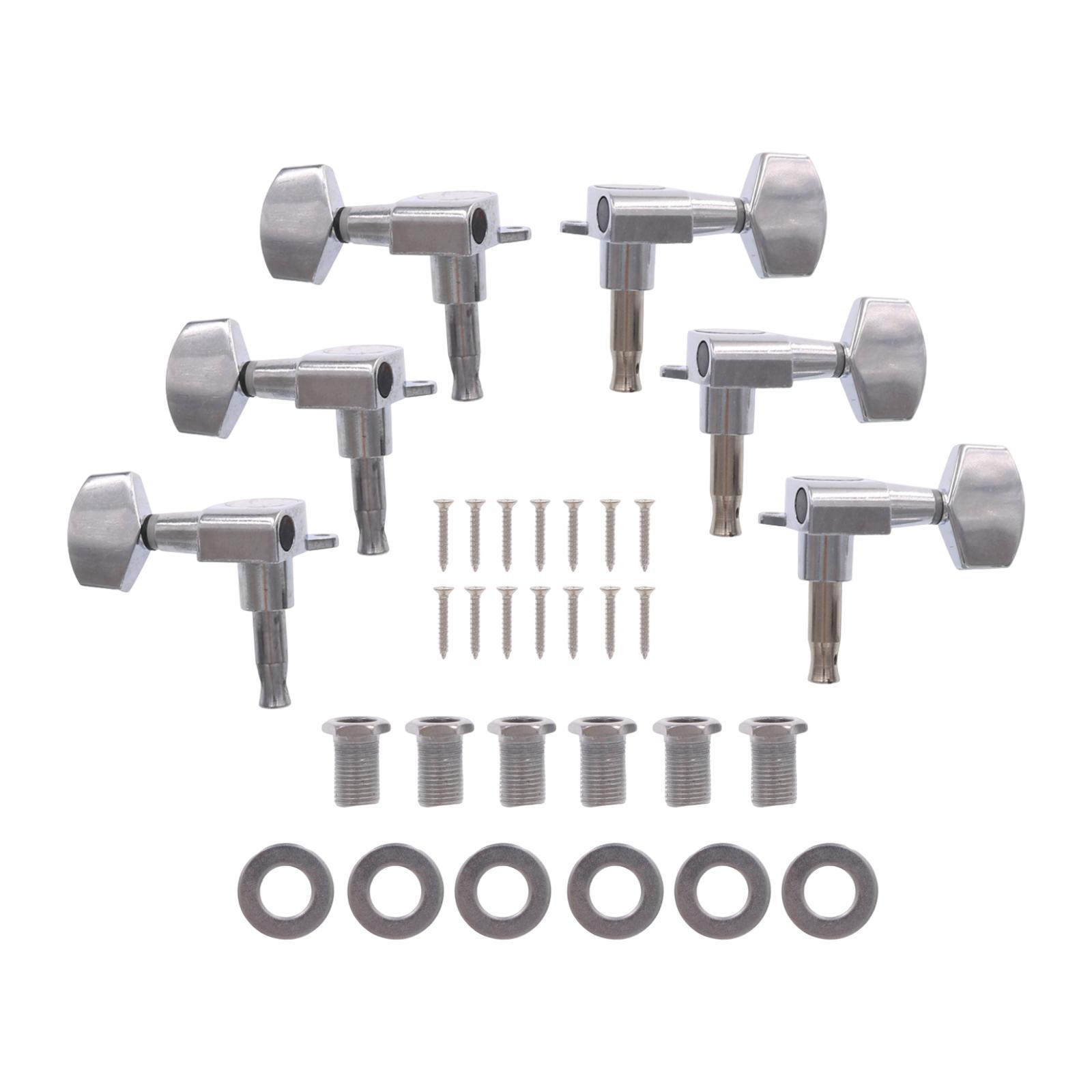6 Pack Electric Guitar Tuning Pegs Metal Sealed Locking Tuners Smooth Knob Fits Most Guitar Models