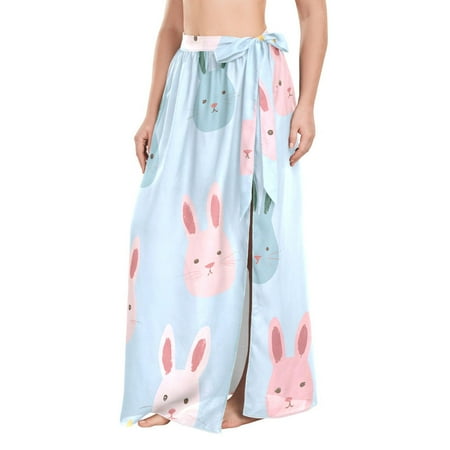 FORMRS Beach Sarong for Women Semi-Sheer Wrap Skirt Swimsuit Cover Up  Cute Rabbits