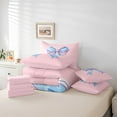 thumbnail image 5 of Manfei Kawaii Bow Bedding Comforter Set 7-Piece,Girls Bow Knot Full Bedding Set,Blue Sketch Bowknot Fitted Sheet Flat Sheet,Breathable Bedroom Decorative Reversible, 5 of 7