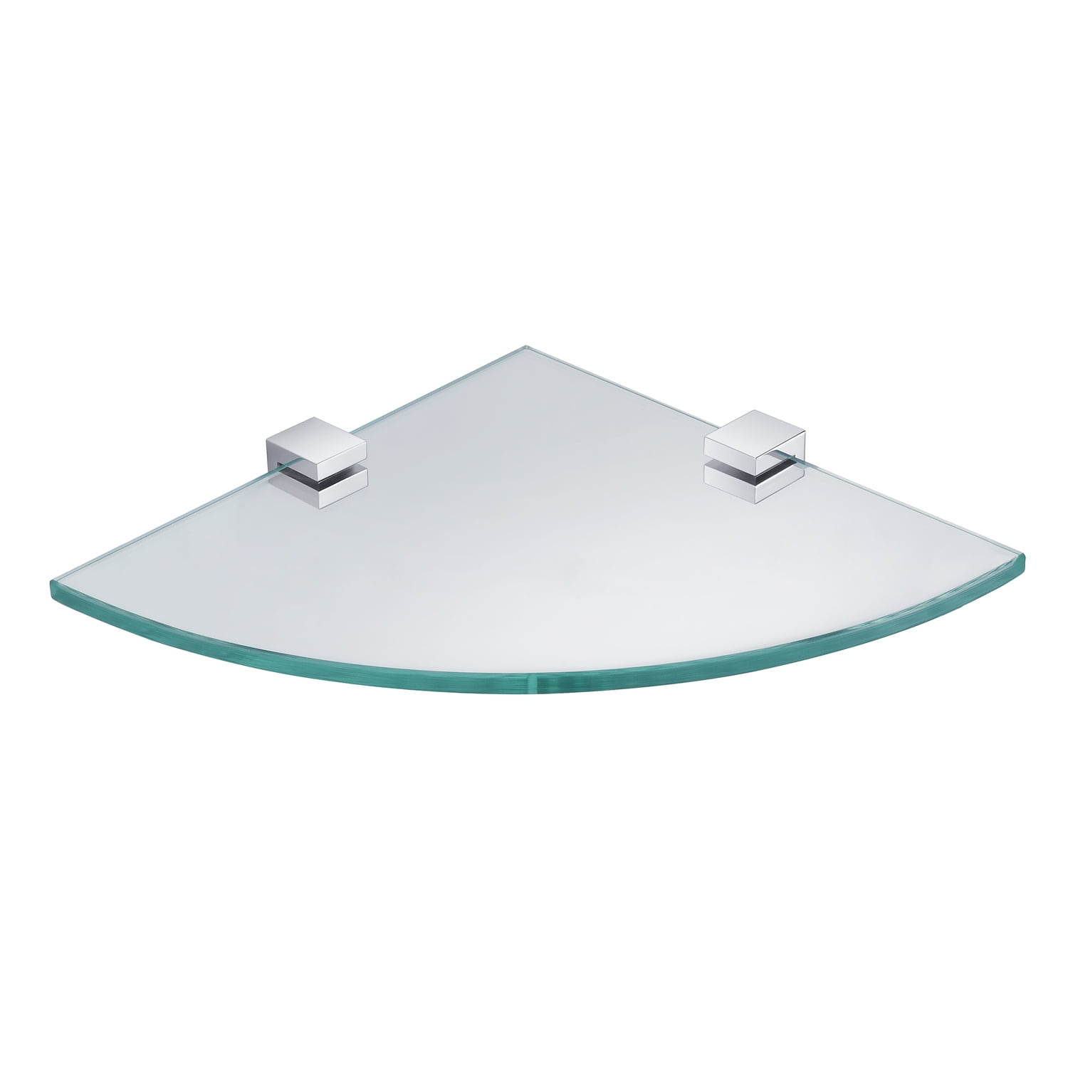 Eviva Rim Tempered Glass Corner Shelf in Chrome Finish
