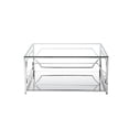thumbnail image 2 of Pemberly Row Contemporary Metal Square Coffee Table with Glass in Silver, 2 of 4