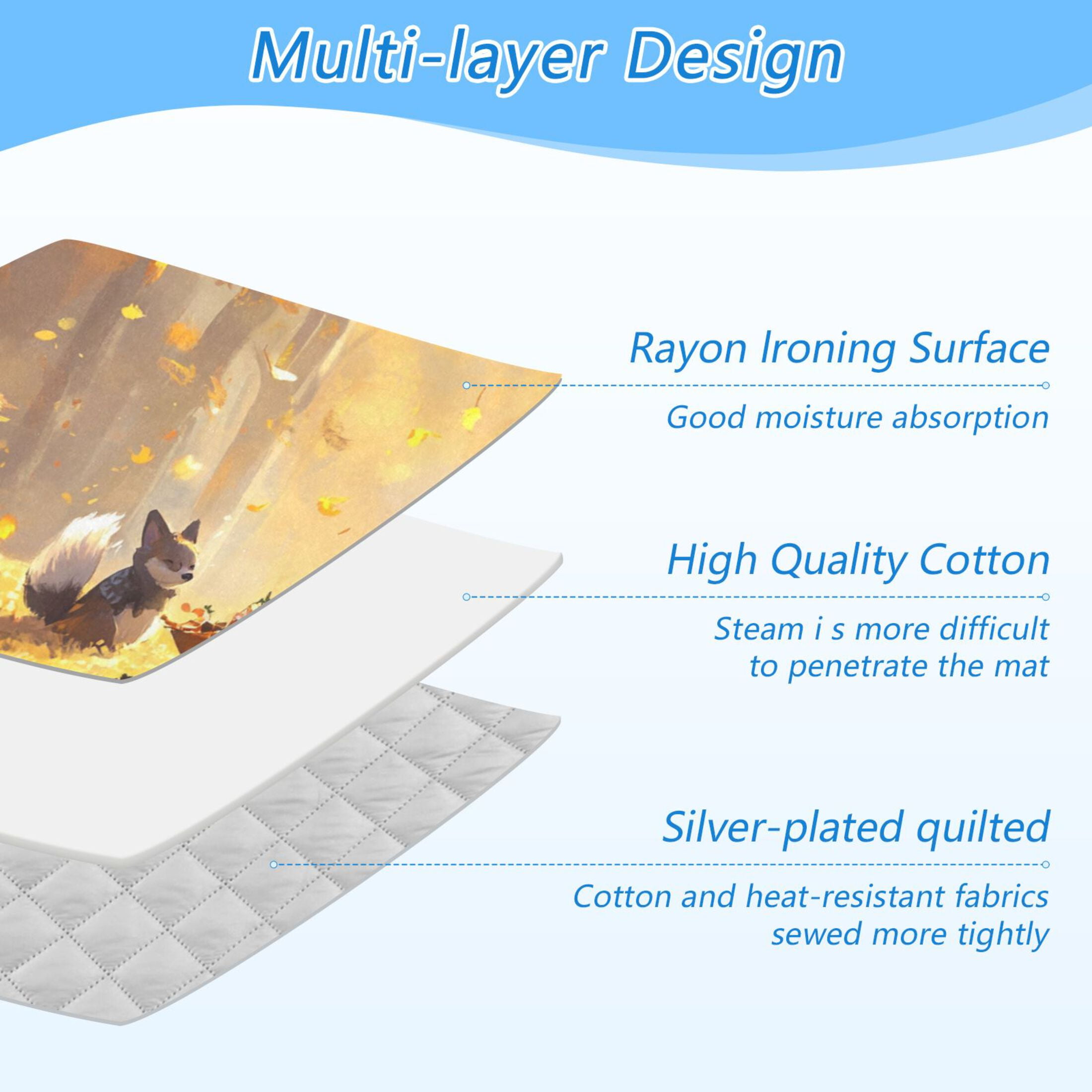 Cartoon Fall Wolf Harvest Ironing Mat Blanket for Table Top Travel Portable Ironing Board Pad 47.2x27.6 Inch
