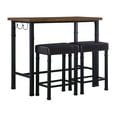 thumbnail image 3 of Linon Austin 3 Piece Pub Set Wood Table Top Padded Stools Metal Legs in Black, 3 of 10