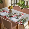 thumbnail image 3 of Grey Christmas Table Cloths for 6 Foot Rectangle Tables, Snowman Snowflake Xmas Tree Gifts Patio Waterproof Elastic Fitted Tablecloths, Washable Rectangular Table Cover for Camping, 3 of 8