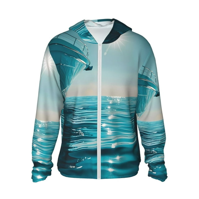 Fotbe Veste de Protection Solaire UPF 50+ pour Hommes et Femmes avec Capuche et Poches pour Randonnée en Plein Air - Grande Taille