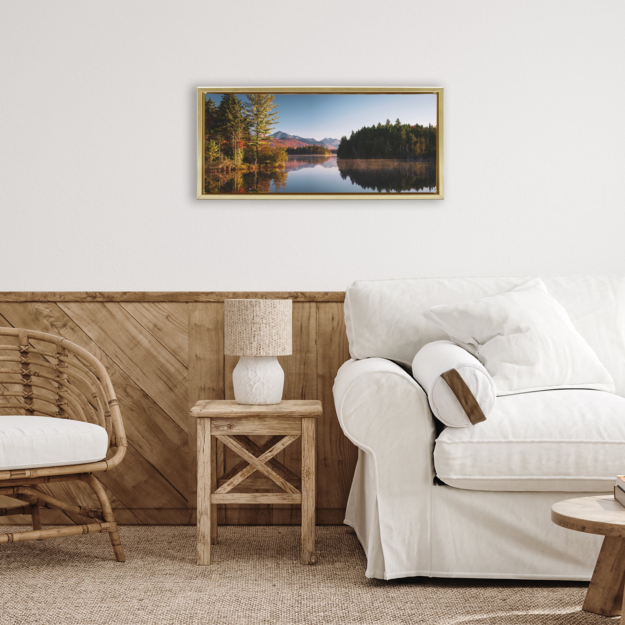 Stupell Industries Autumn Morning Reflection Gold Framed Floater Canvas Wall Art, design by Jonathan Zaharek