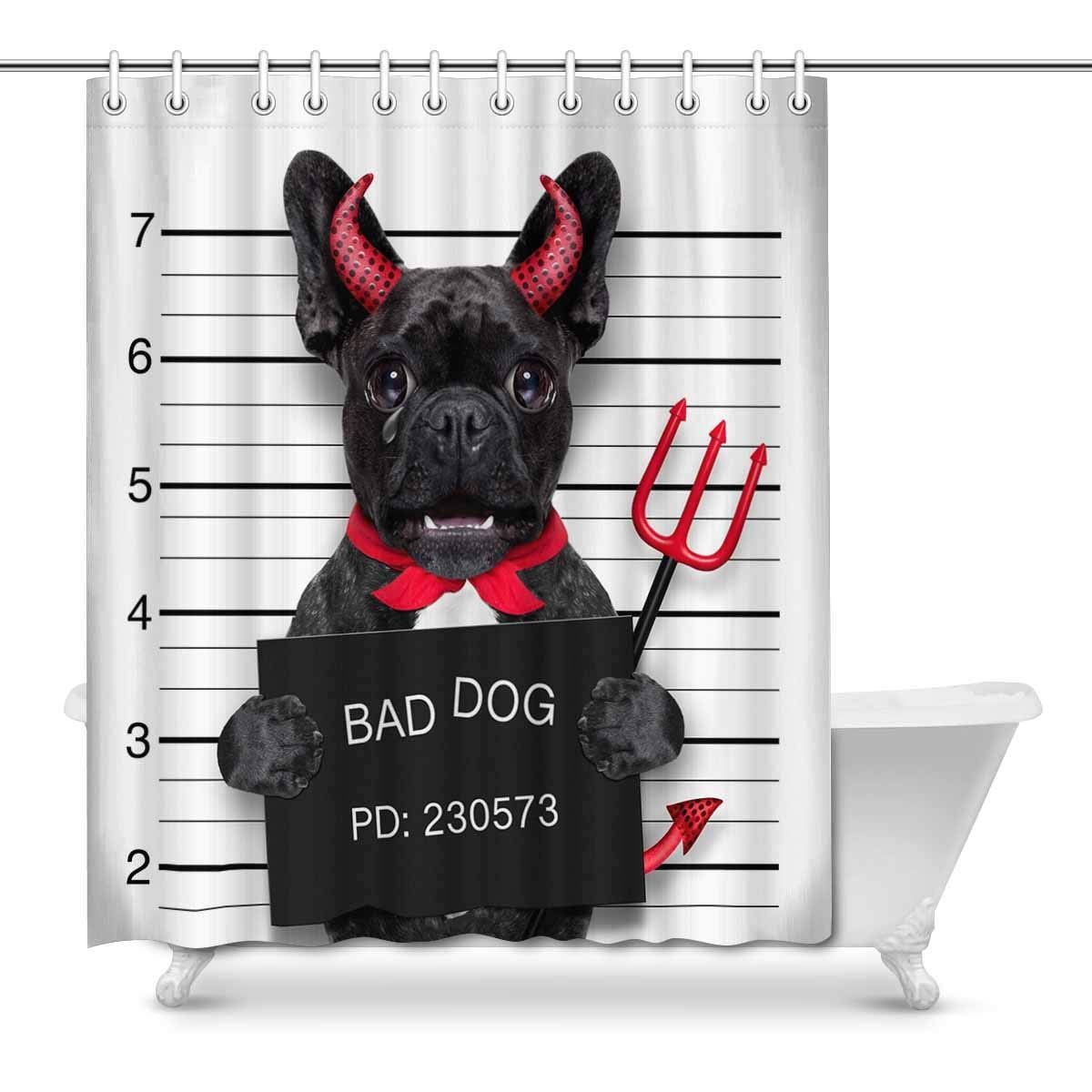 POP Halloween Pug Dog Bathroom Decor Shower Curtain Set 10x10 inch POP Halloween Pug Dog Bathroom Decor Shower Curtain Set 10x10 inch