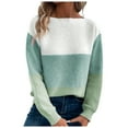 thumbnail image 1 of GDREDA Fall Sweaters Round Neck Striped Cute Winter Pullover Sweaters for Women Trendy 2024 Drawstring Green,M, 1 of 9