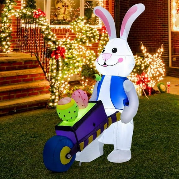 OnlineGymShop CB24173 4' Christmas Decor Inflatable Easter Rabbit
