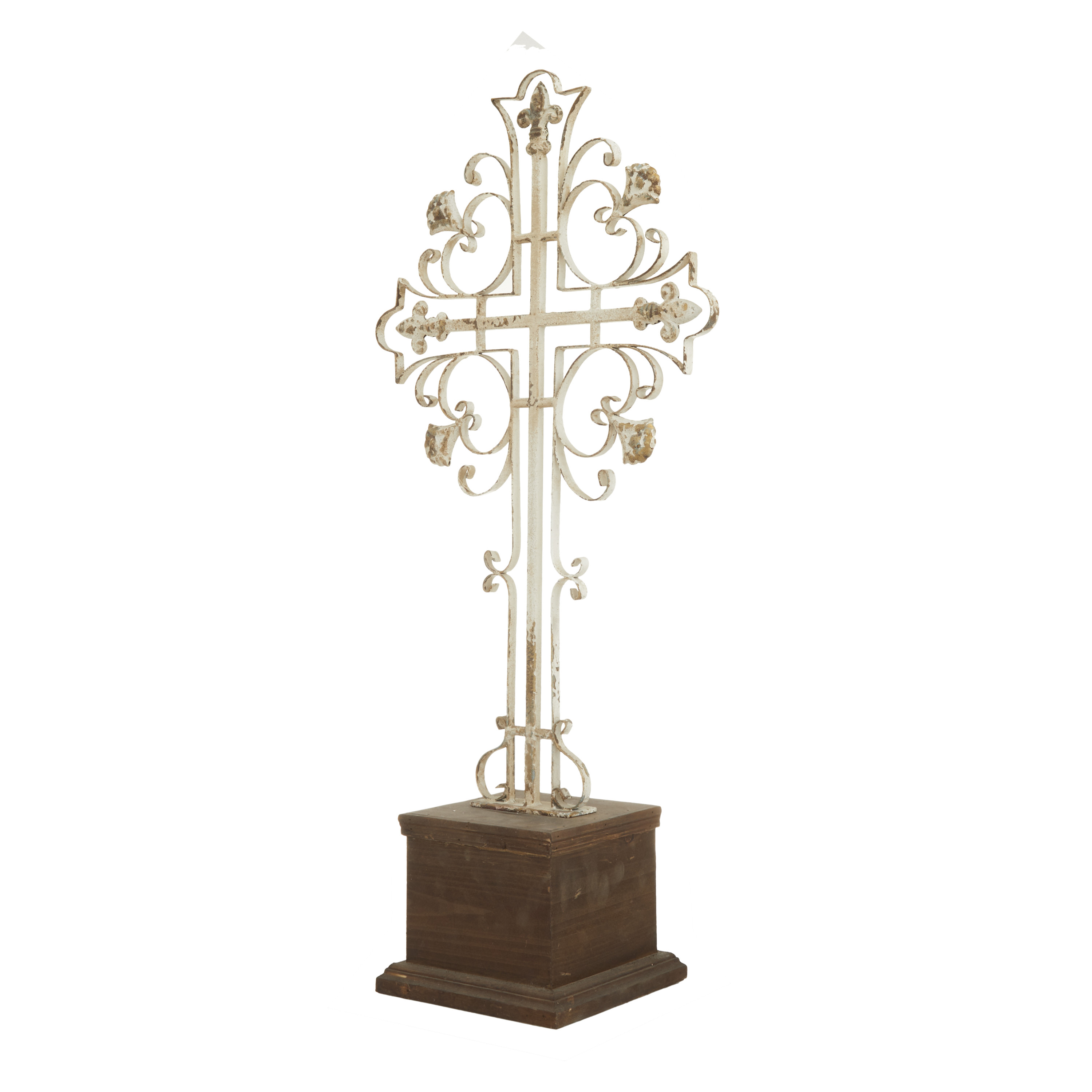 DecMode 7"W, 30"H Metal French Country Sculpture, White, 1-Piece