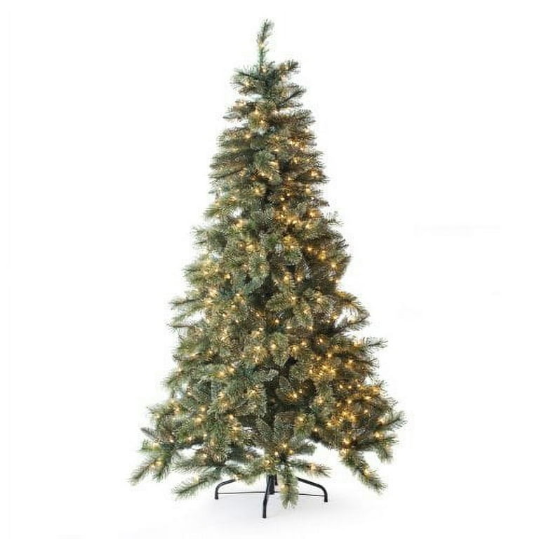 7.5 ft. Pre Lit Clear Incandescent Hard Needle Gold Glitter