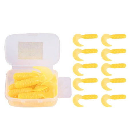 Sarapandan 10Pcs4cm Soft Silicone Fishing Lures Grub Worm Baits Fish Tackle Accessories (Yellow)